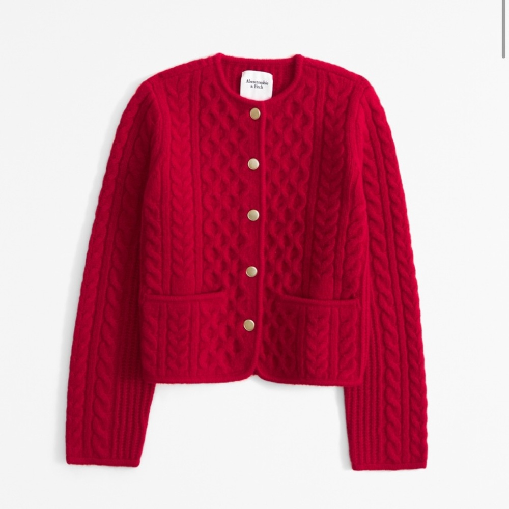 ABERCROMBIE & FITCH Novelty Button Cable‎ Sweater Jacket Size XXSMALL